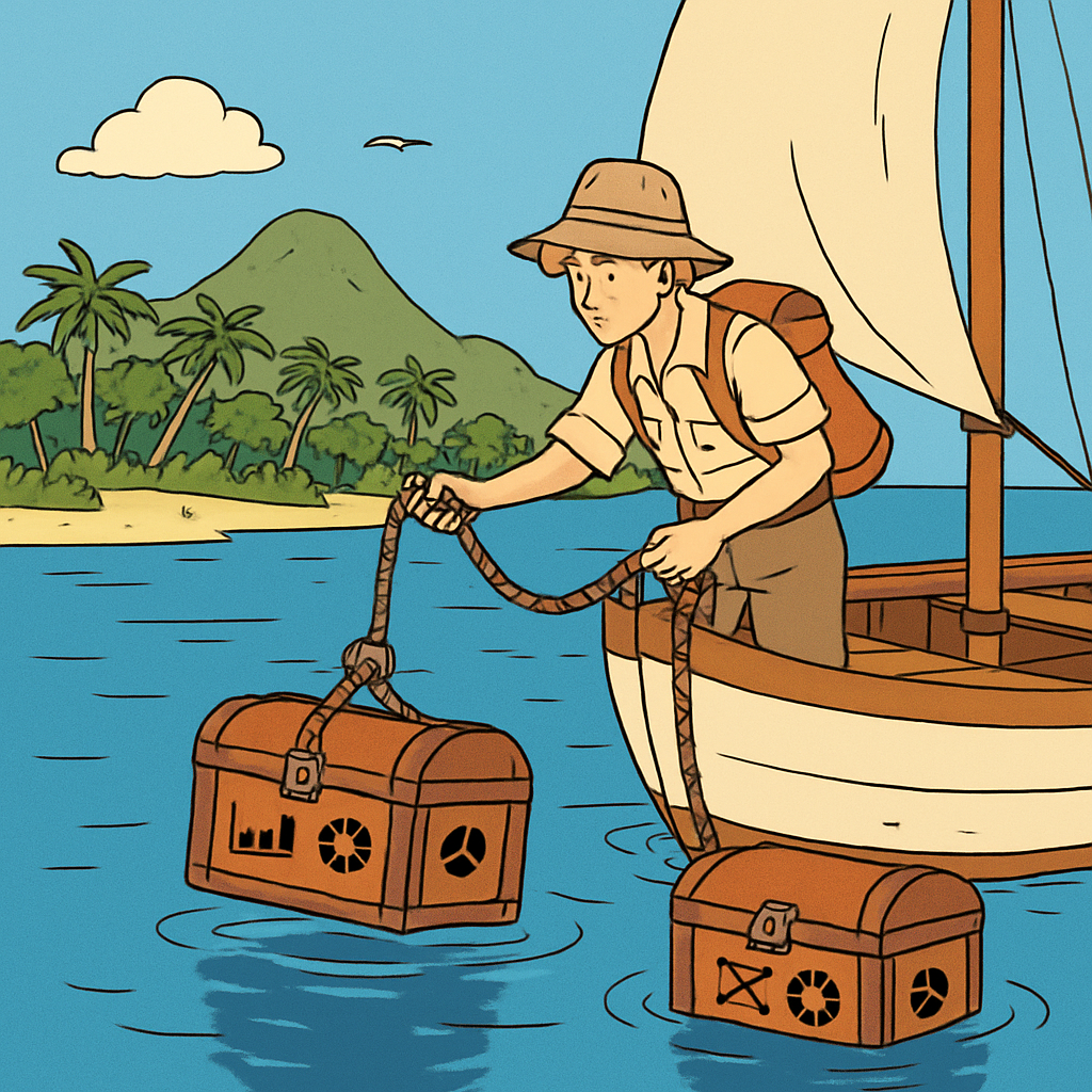 Segler versenkt Datentruhen zur Aufbewahrung in einer Bucht